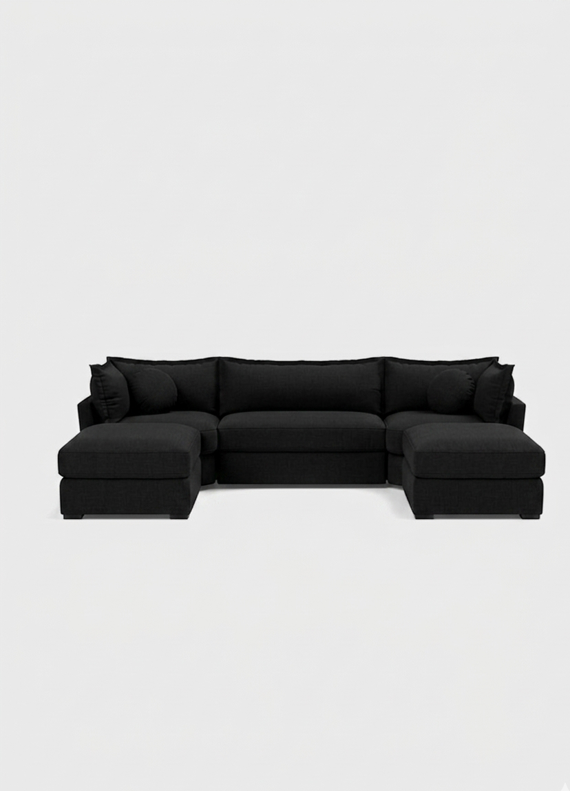Vura Luxury U shape Corner Sofa - luxury velvet U-shape sofa in black by Vogue Vocus view 5