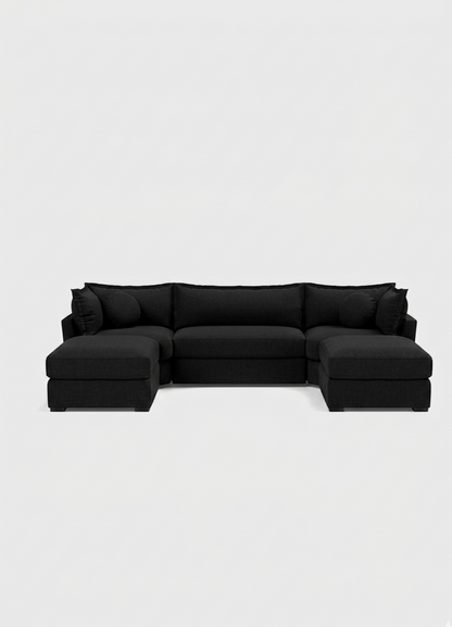 Vura Luxury U shape Corner Sofa - luxury velvet U-shape sofa in black by Vogue Vocus view 5