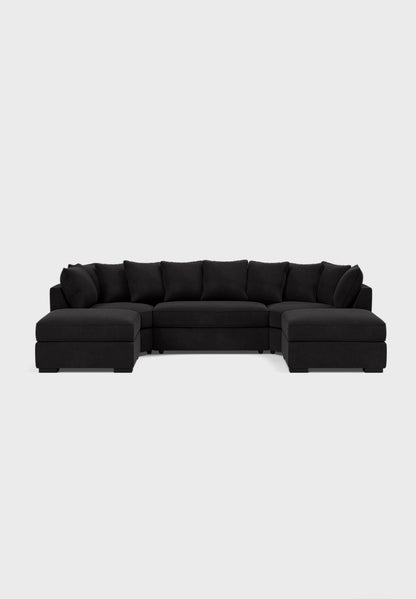 Micro U Shape Luxe Chenille Sofa - luxury chenille U-shape sofa in black by Vogue Vocus view 10