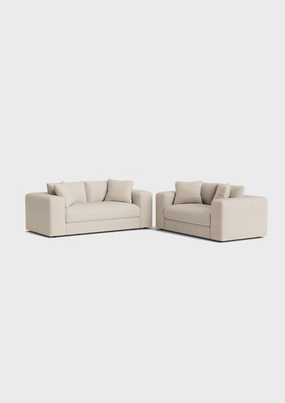 Oro 3&2 Seater Sofa-Cream - luxury velvet 2 seater sofa in cream by Vogue Vocus