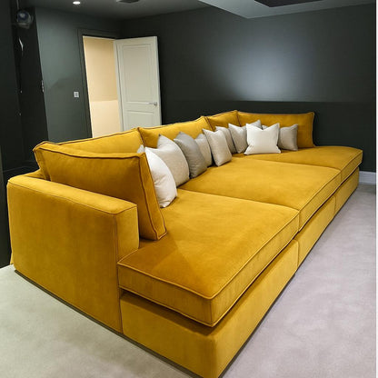 Oscar Cinema Velvet Sofa – Feather Filled Seats - luxury velvet modular sofa in slate by Vogue Vocus view 23