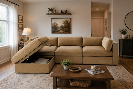 Belva 3 Seater Modular Sofa with Storage Ottoman