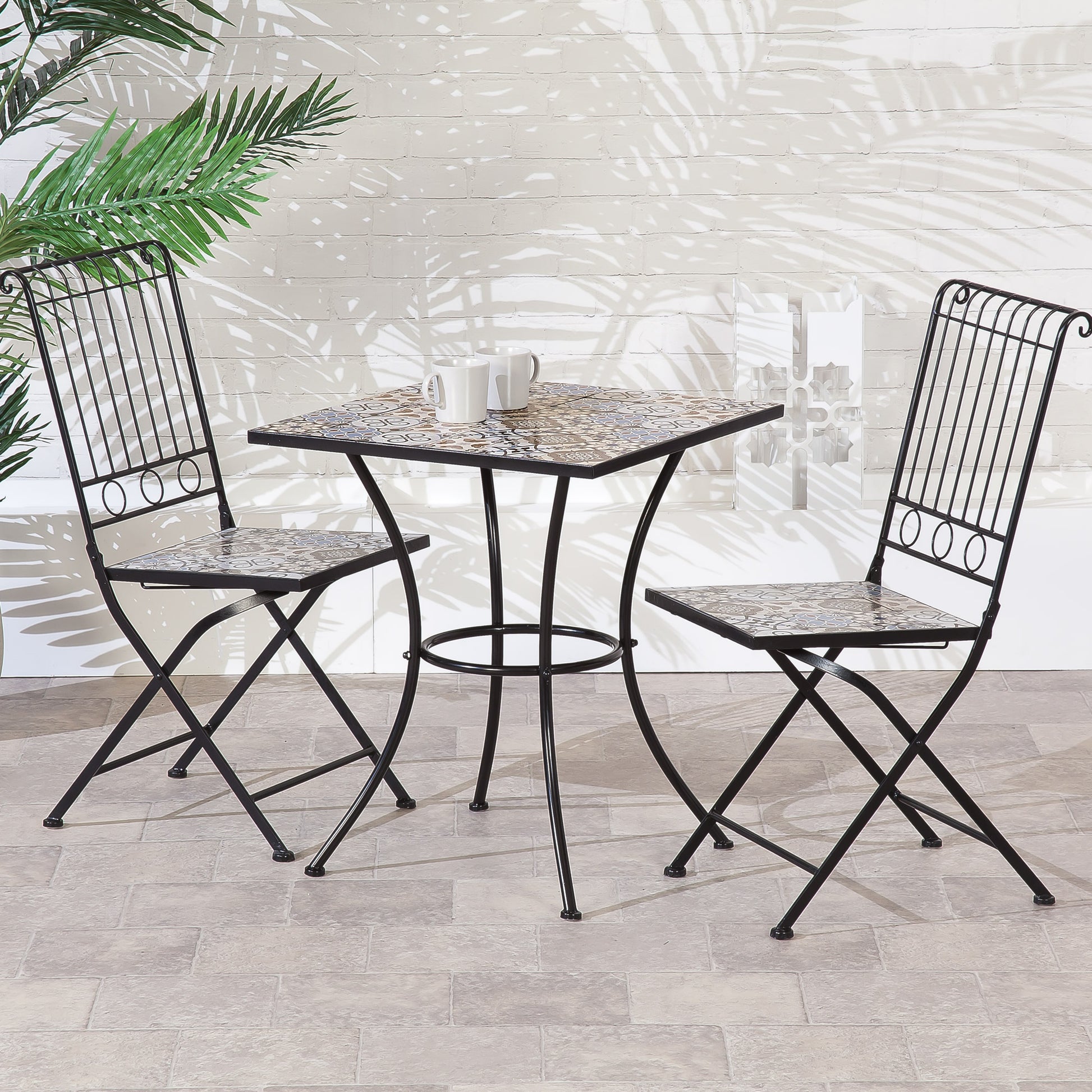 Aurelia 60cm Mosaic Bistro Outdoor Garden Set - Vogue Vocus outdoor garden furniture set