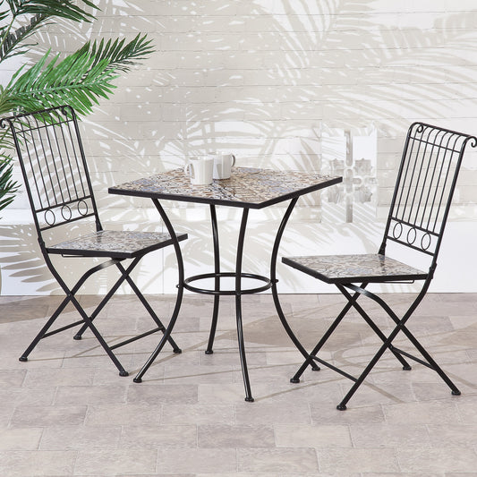 Aurelia 60cm Mosaic Bistro Outdoor Garden Set - Vogue Vocus outdoor garden furniture set