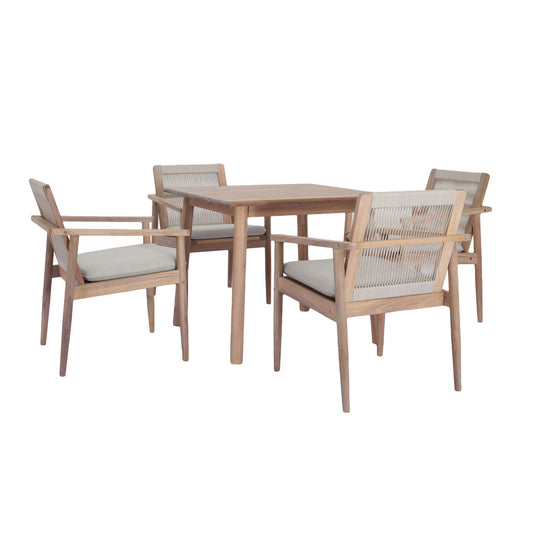 Cambria 4 Seat Dining Garden Set FSC & Rope Natural - Vogue Vocus outdoor garden furniture set