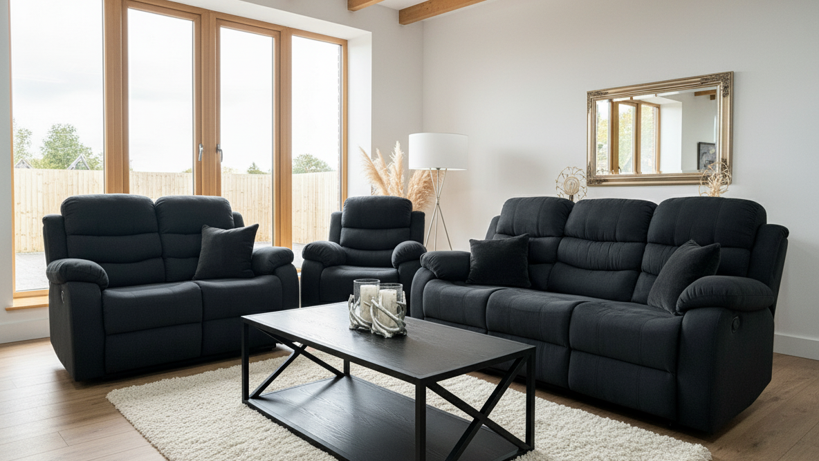 Ashford Recliner Sofa 3-2-1 Set in Black