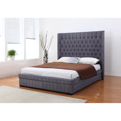 Geneva Dark Grey Linen Bed - Double - Grey Linen