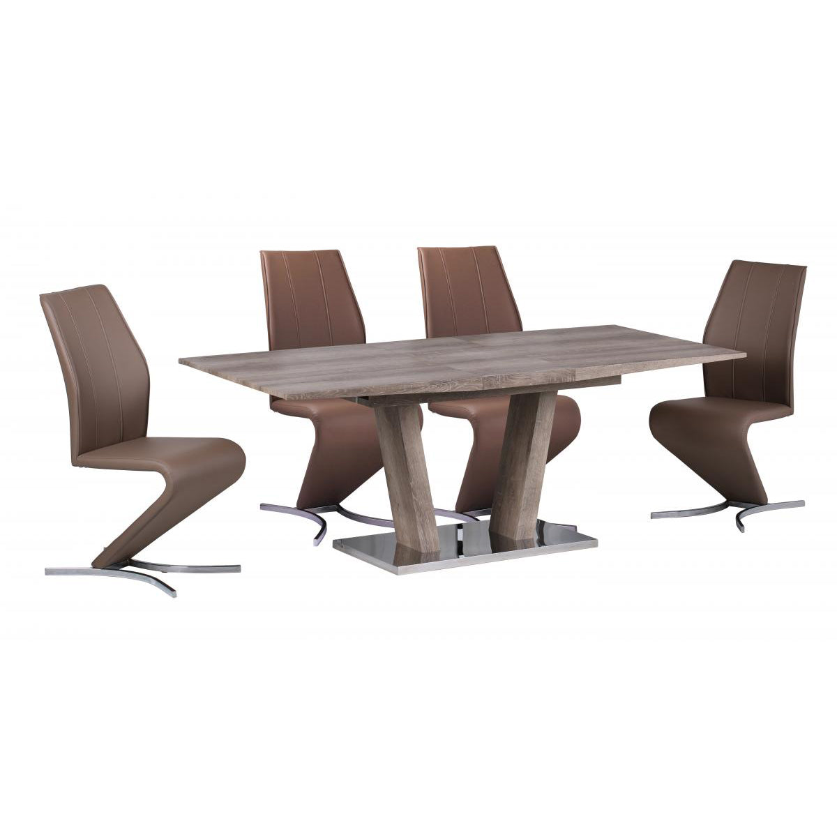 Genevieve Extending Dining Table with Stainless Steel Base - luxury dining furniture