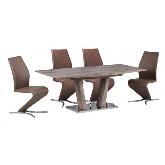 Genevieve Extending Dining Table with Stainless Steel Base - luxury dining furniture