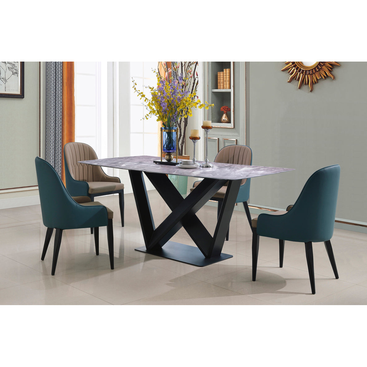 Glendale Fabric Dining Chair with Black Metal Legs - luxury dining furniture