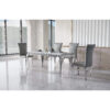 Grande Faux Leather Dining Chair Grey with Stainless Steel Legs - luxury dining furniture