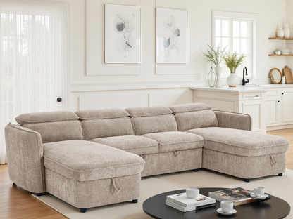Valenza U-Shape Sofa Bed in Beige