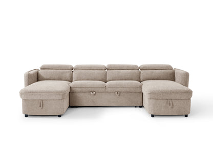 Valenza U-Shape Sofa Bed in Beige