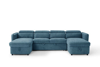 Valenza U-Shape Sofa Bed in Blue