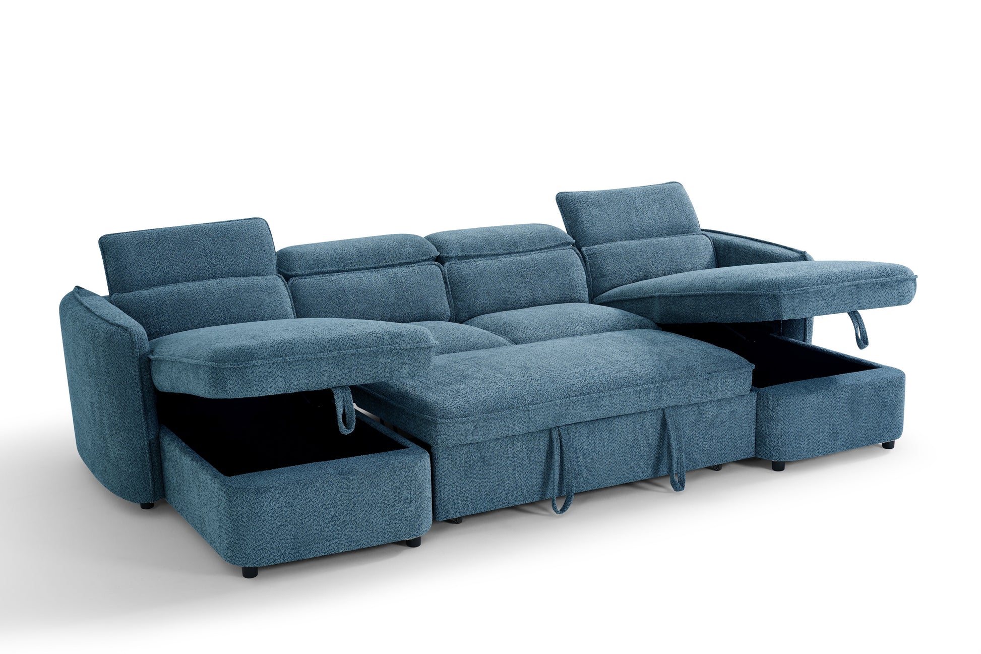 Valenza U-Shape Sofa Bed in Blue