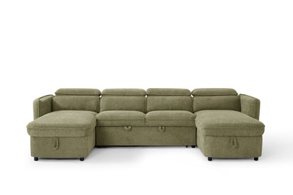 Valenza U-Shape Sofa Bed in Green