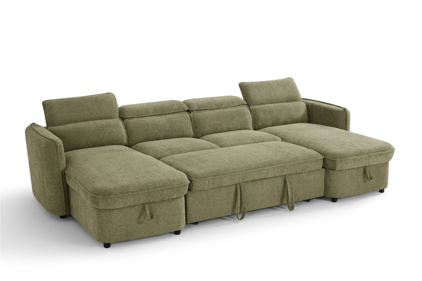 Valenza U-Shape Sofa Bed in Green