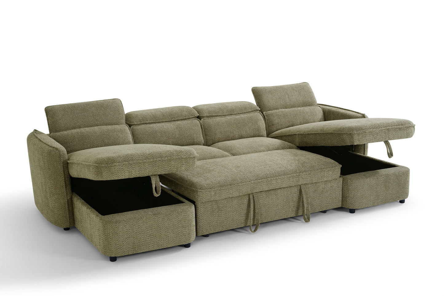 Valenza U-Shape Sofa Bed in Green