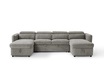 Valenza U-Shape Sofa Bed in Grey
