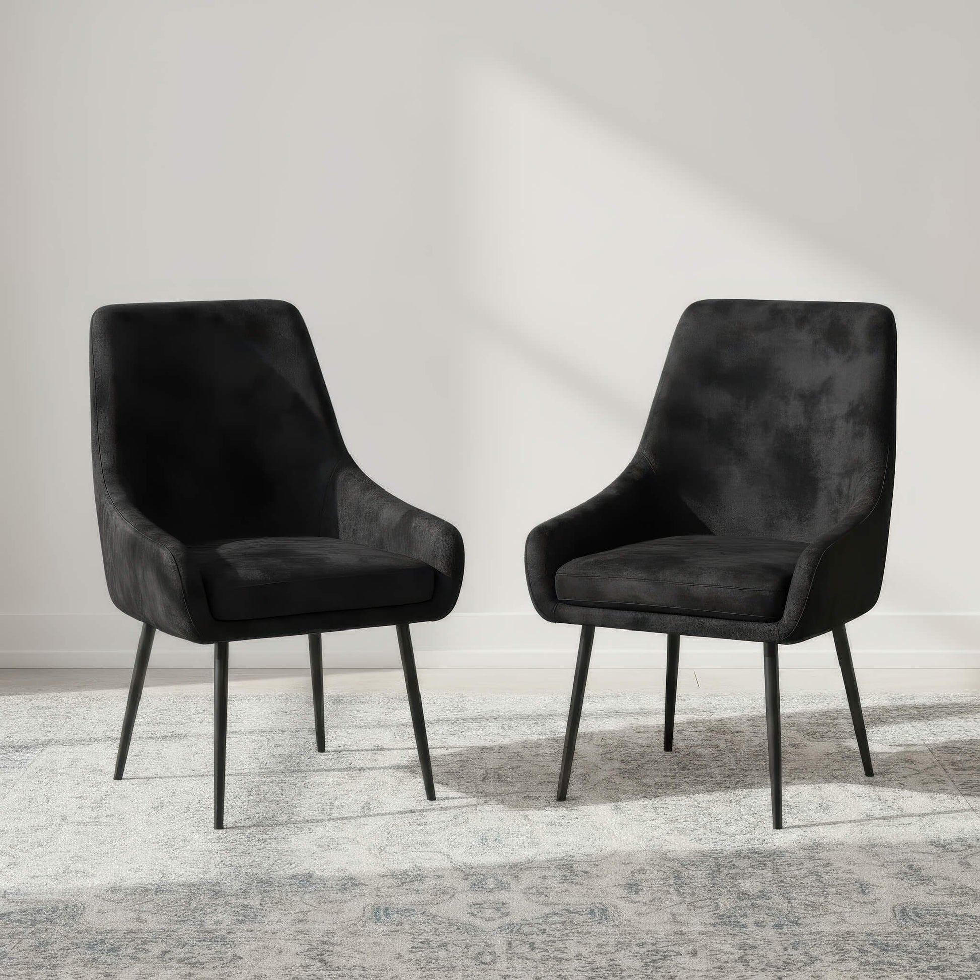 Handan Velvet Dining Chair Black and Black legs - luxury dining furniture