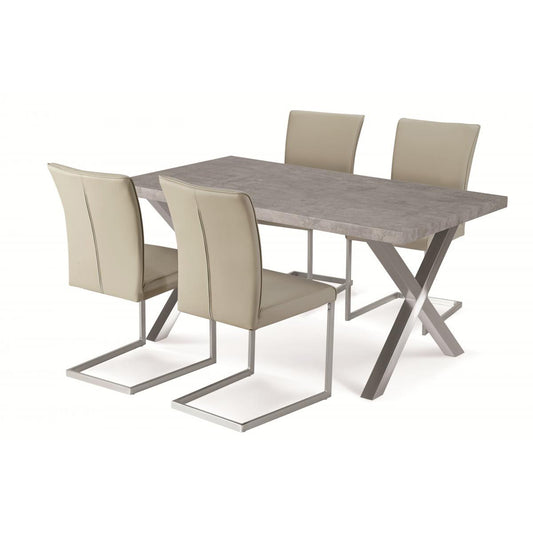 Helix Faux Leather Dining Chairs Beige and Stainless Steel (2s) - luxury dining furniture