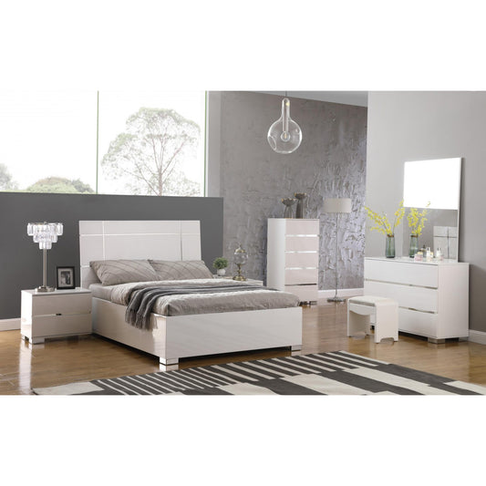 Helsinki High Gloss Bedside Table 2 Drawer White