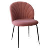 Highford Velvet Dining Chair Pink with Black Metal Legs - luxury dining furniture