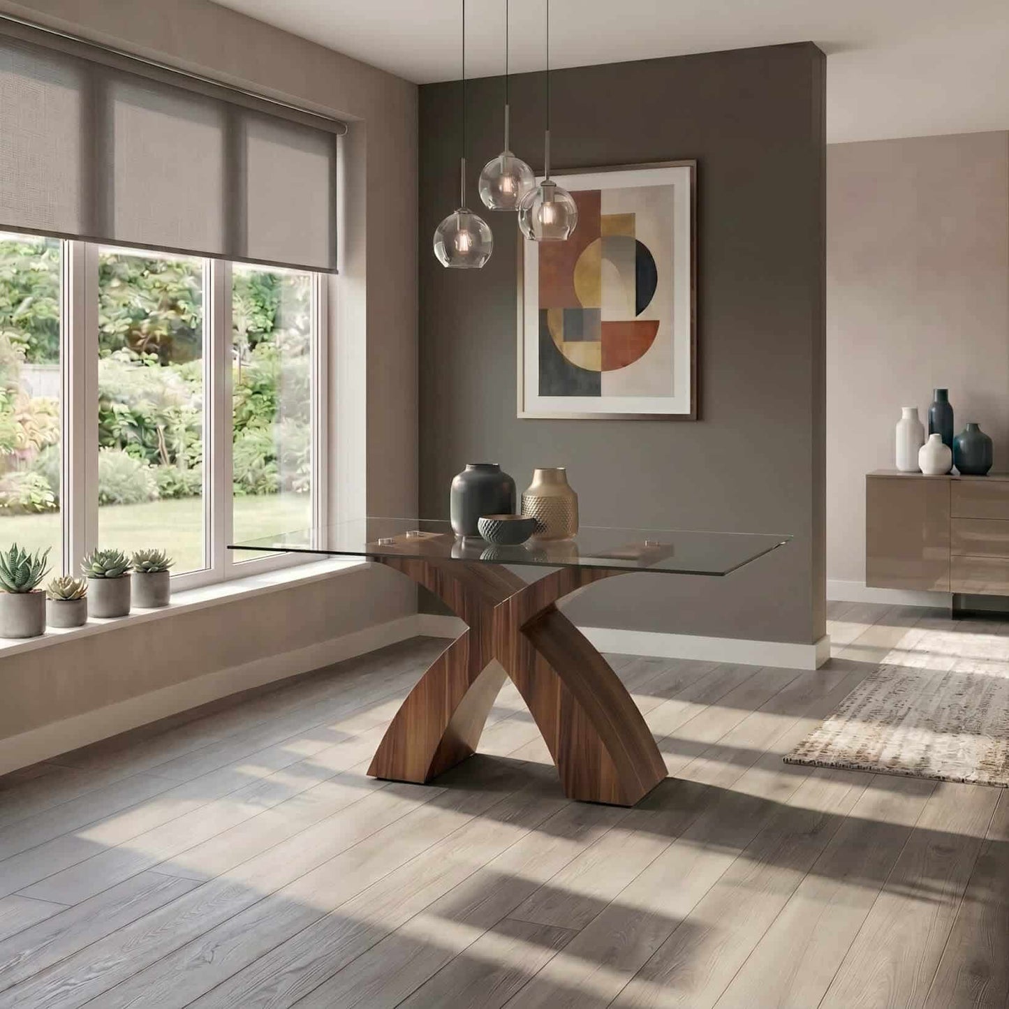 Holte Glass Dining Table Walnut Colour - luxury dining furniture