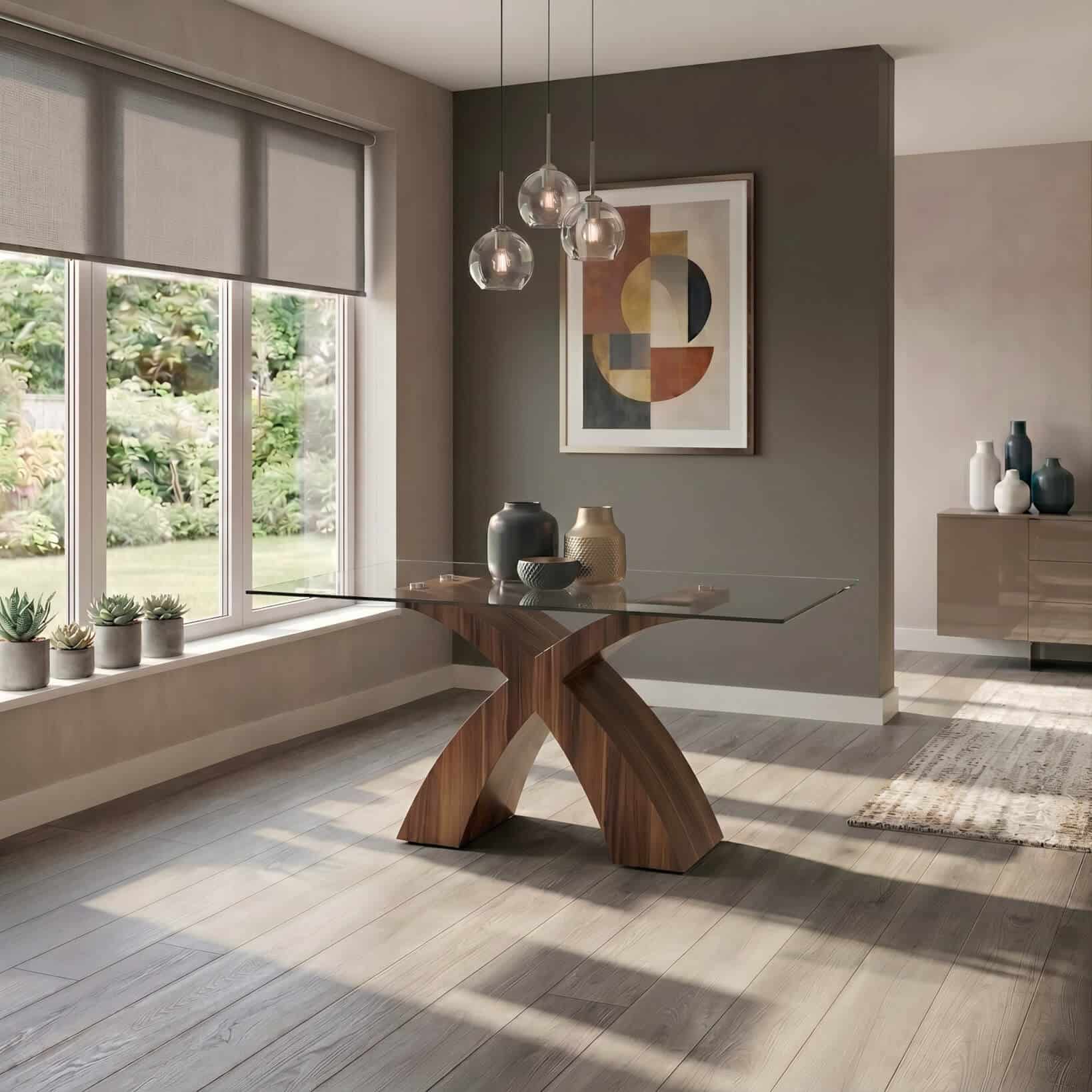 Holte Glass Dining Table Walnut Colour - luxury dining furniture