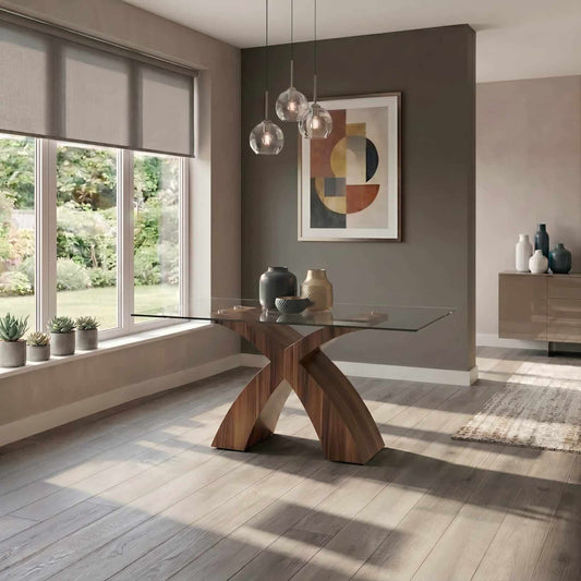 Holte Glass Dining Table Walnut Colour - luxury dining furniture