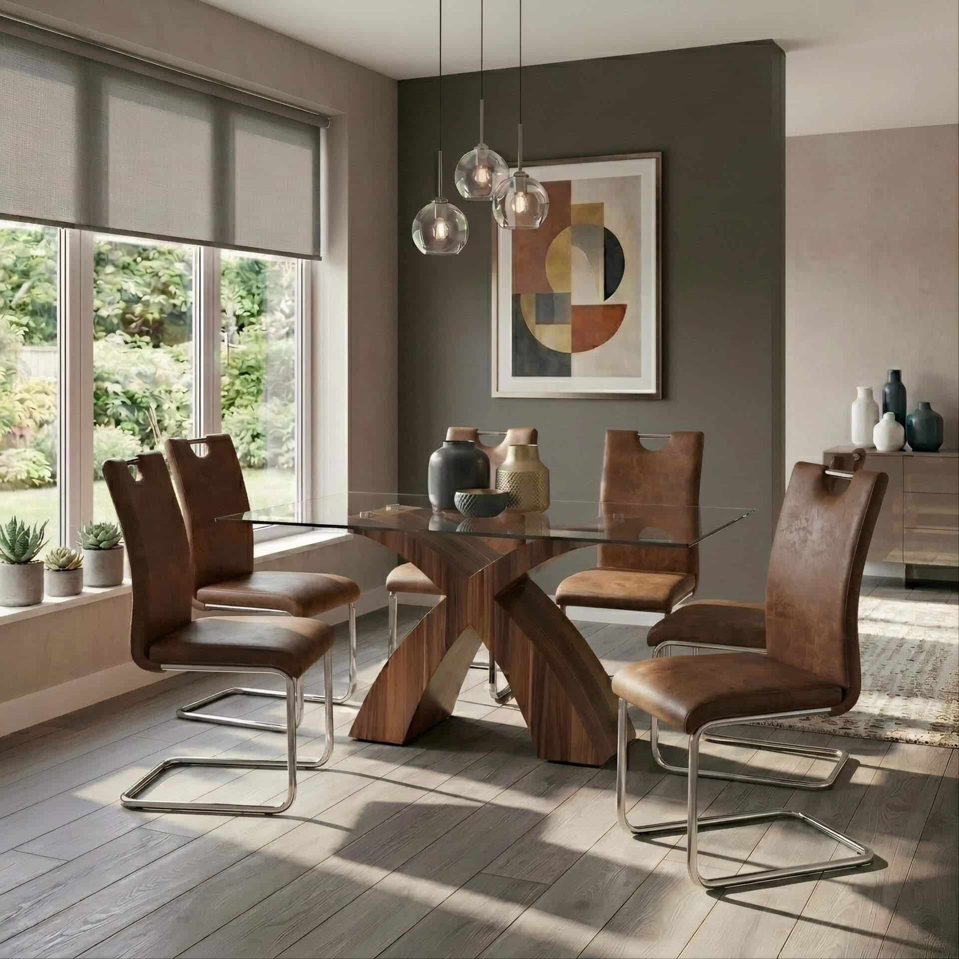 Verona Faux Leather Dining Chairs Brown and Chrome - luxury dining furniture
