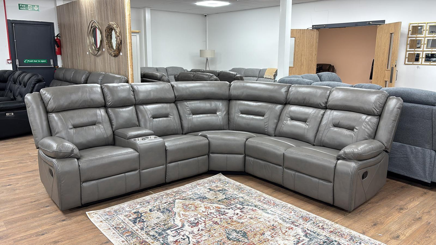 Verona Large Corner Recliner Sofa in Grey