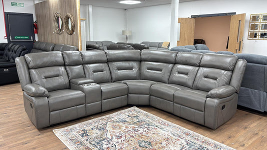 Verona Large Corner Recliner Sofa in Grey