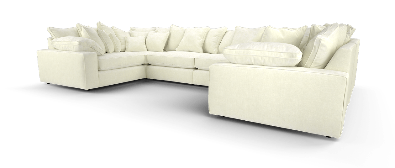 Maison Large U Shape Sofa With Piping Pillow Back - luxury velvet U-shape sofa by Vogue Vocus view 3