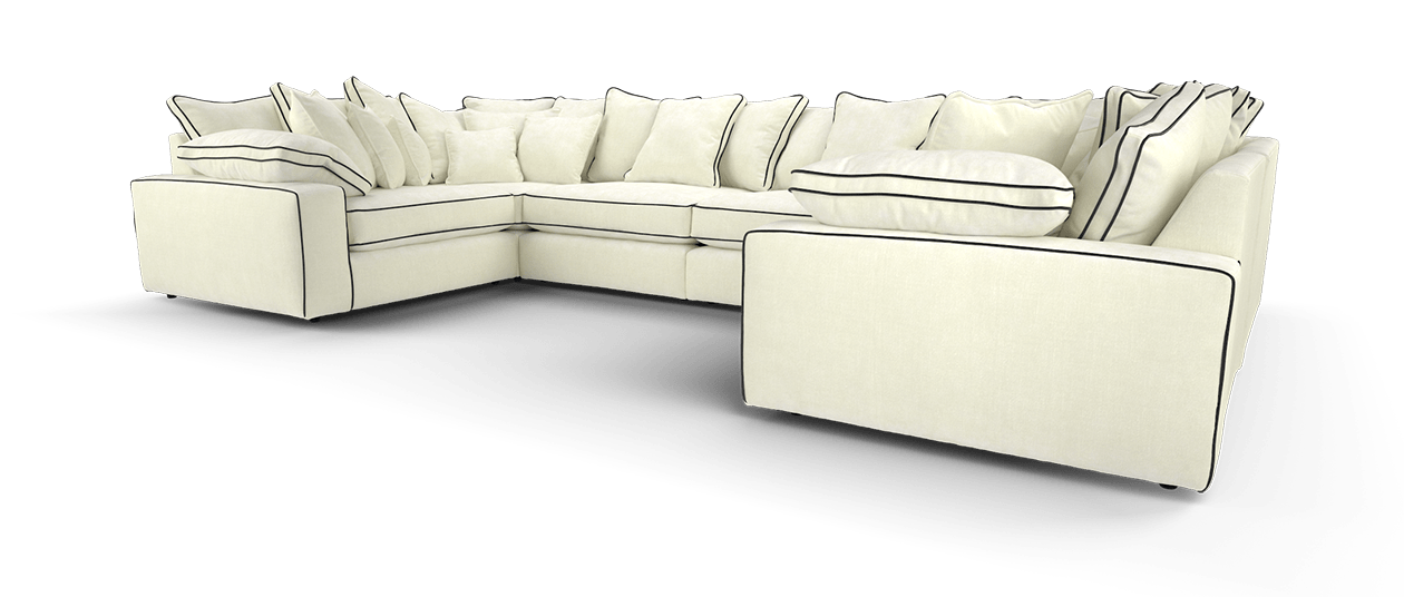 Maison Large U Shape Sofa With Contrast Piping Pillow Back