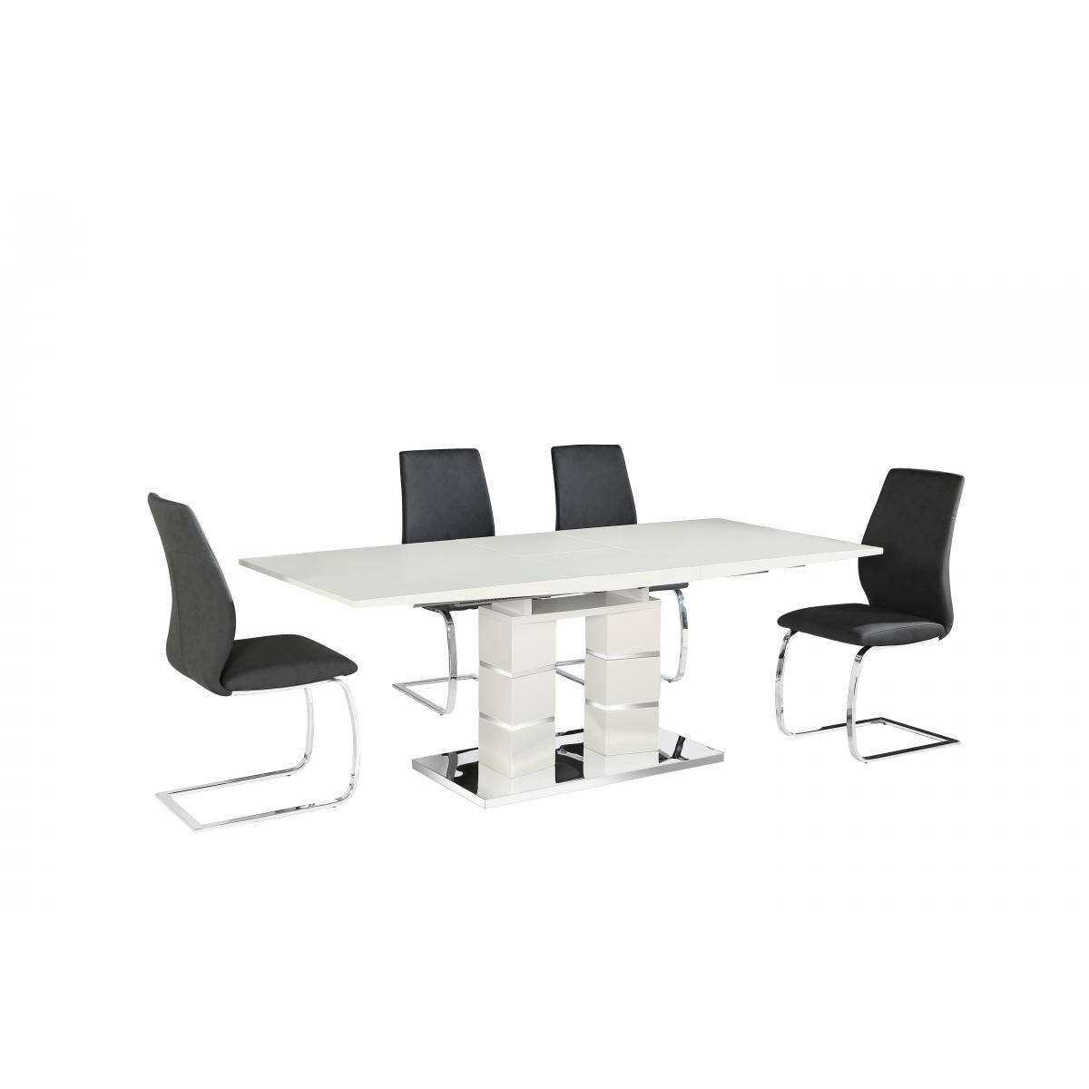 Janelle Extending Dining Table High Gloss White - luxury dining furniture