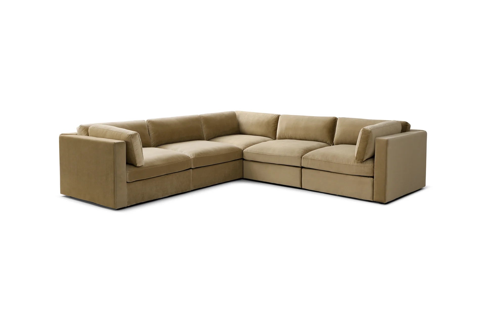 Belva Grand Corner Modular Sofa with Storage Ottoman - luxury fabric corner sofa in cream by Vogue Vocus