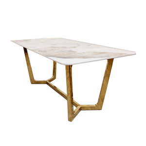 Lucien Gold Pandora 1.8m Dining Table - Pandora Gold Sintered Stone / Gold Base