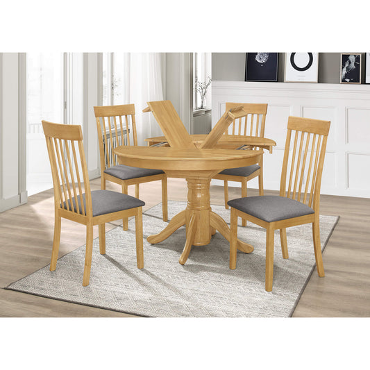 Leicester Dining Set with 4 Dining Chairs Light Oak - luxury dining furniture