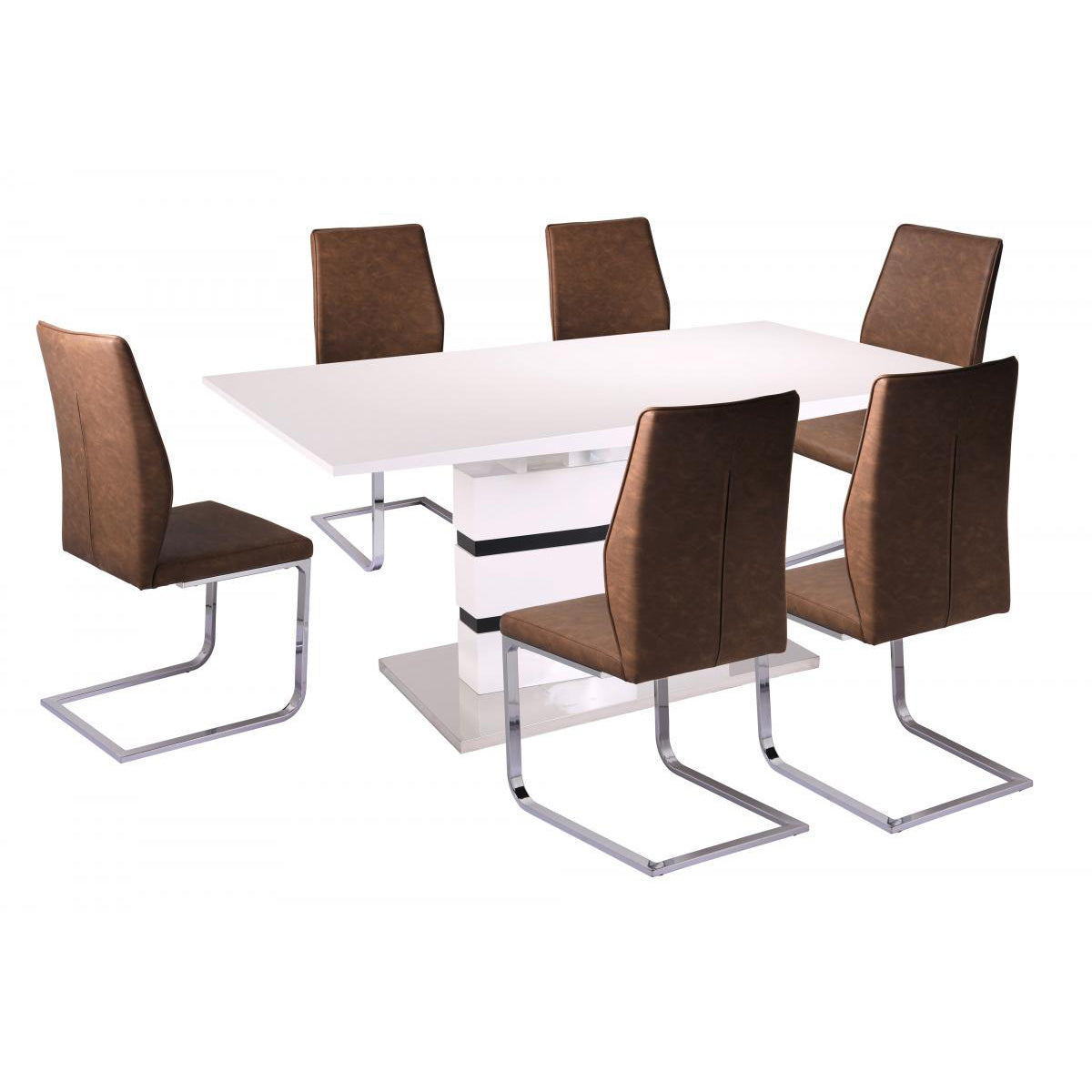 Leona Faux Leather Dining Chairs Chrome and Brown - luxury dining furniture