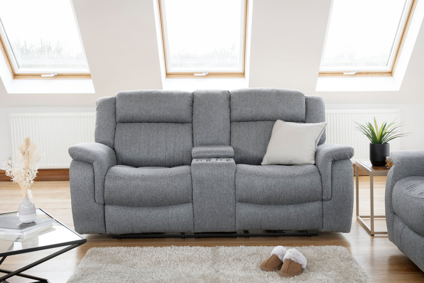 Oslo 2 Seater Recliner Sofa in Grey