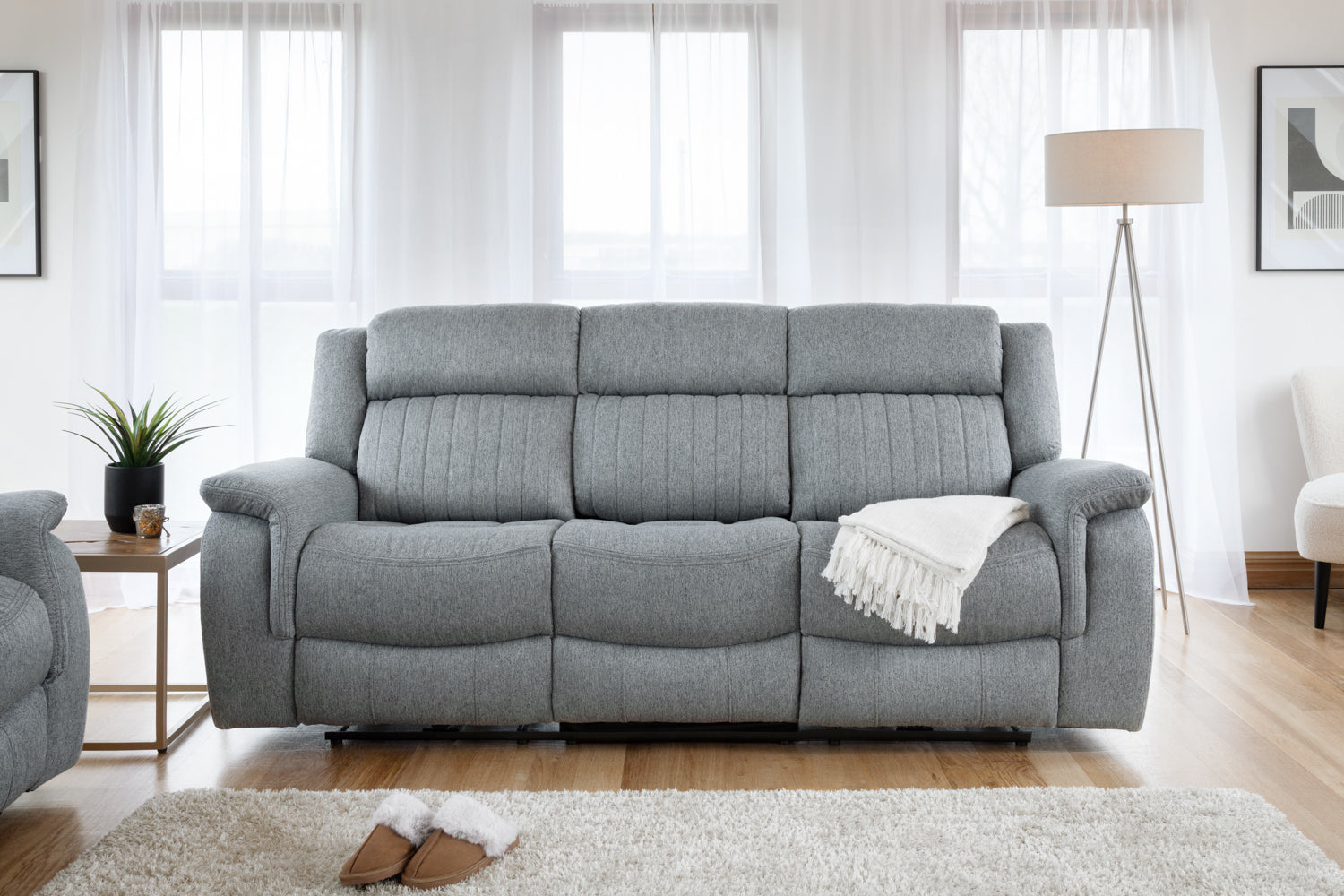 Oslo 3 Seater Recliner Sofa in Grey