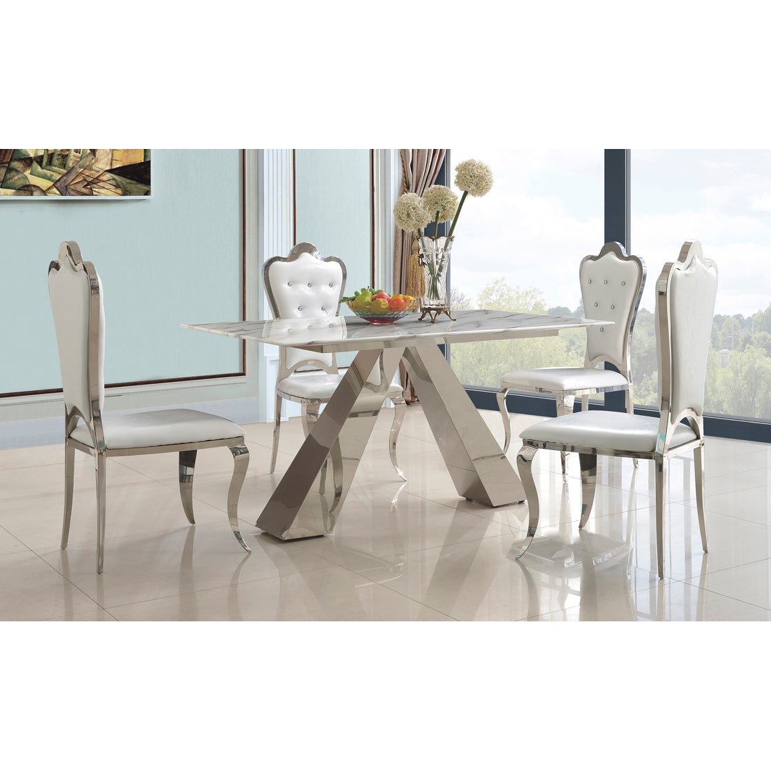 Madagascar Faux Leather Dining Chair Stainless Steel and Faux Leather - luxury dining furniture