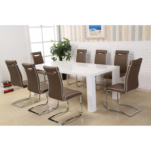 Melinda Faux Leather Dining Chairs Chrome and Brown (2s) - luxury dining furniture