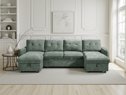 Monaco U-Shape Sofa Bed in Green