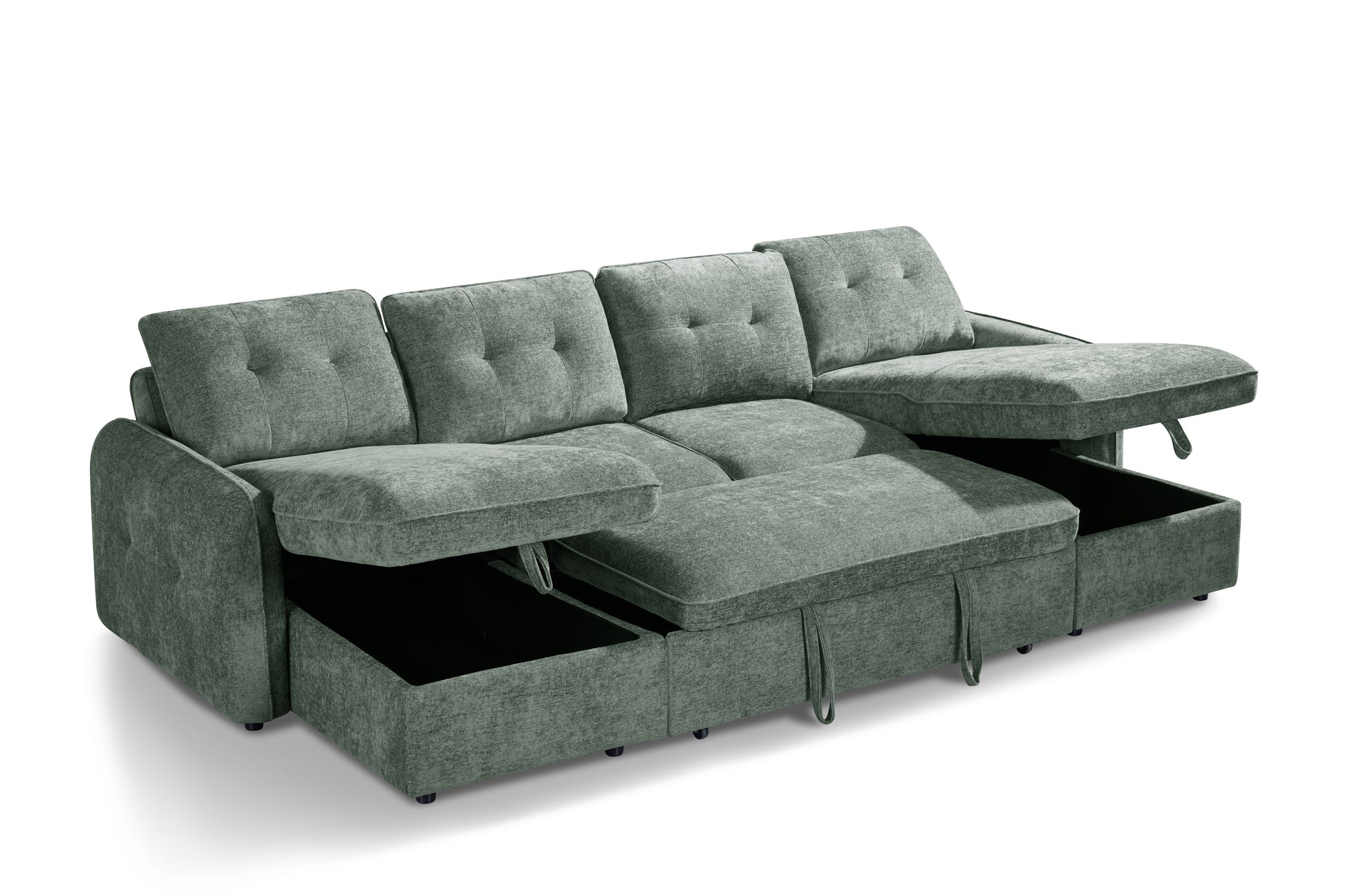 Monaco U-Shape Sofa Bed in Green