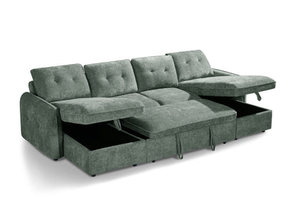 Monaco U-Shape Sofa Bed in Green