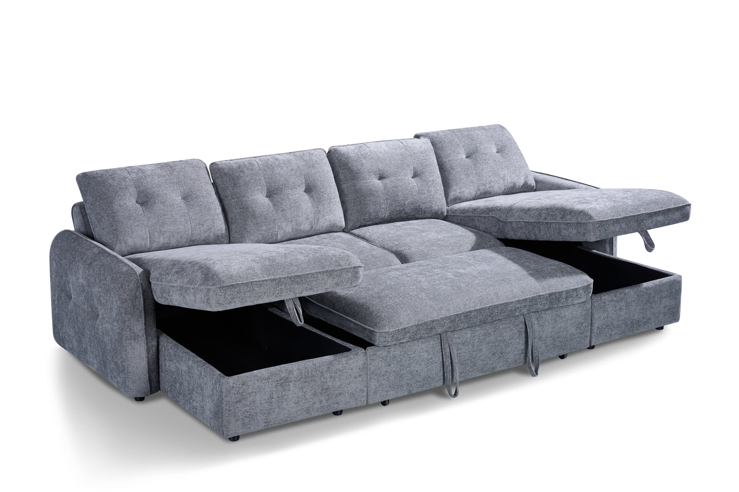 Monaco U-Shape Sofa Bed in Grey