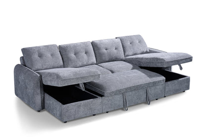 Monaco U-Shape Sofa Bed in Grey