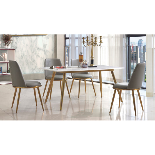 Namibia Faux Leather Dining Chair Stainless Steel Gold and Grey - luxury dining furniture